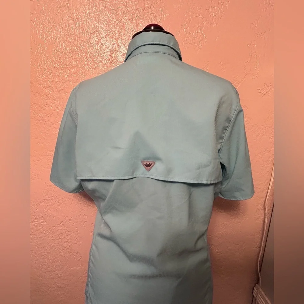 Columbia PFG Shirt Womens Medium Blue Performance Fishing Omni Shade Tamiami II - Picture 5 of 11
